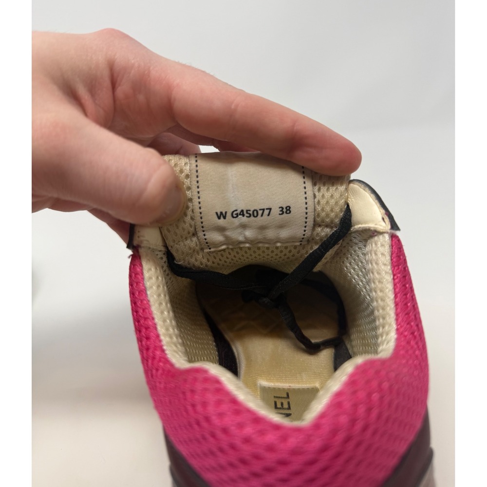 Chanel CC Low Top Trainer Sneaker Pink/Burgandy Size 8 US 38 EU - Picture 7 of 8